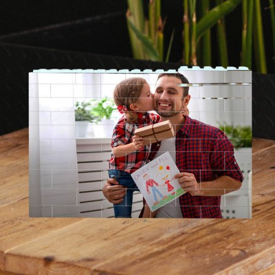 Personalized Photo Block Puzzle Building Brick Family Keepsake Gift Ideas For Father's Day