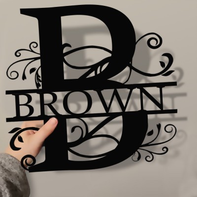 Personalized Family Name Metal Sign Monogram Home Wall Decor