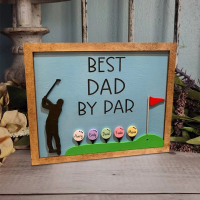 Personalized Golf Frame With Kids Names Best Dad By Par For Father's Day