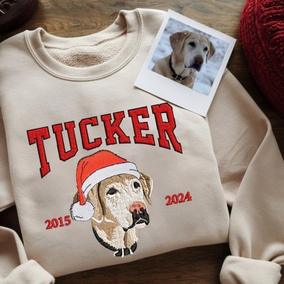 Custom Christmas Embroidered Dog Sweatshirt in Varsity Style With Name For Pet Lover Gifts