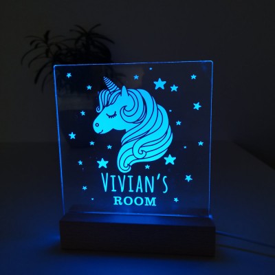 Personalized Unicorn Night Light With Name For Kids Bedroom Decor Children's Day