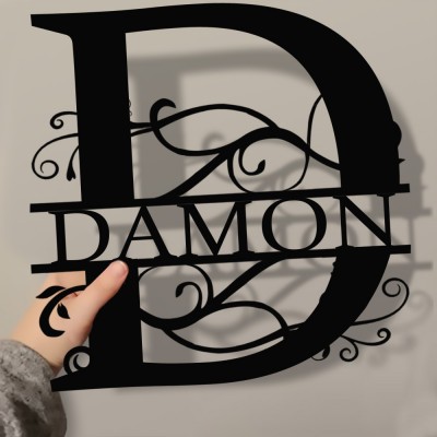 Personalized Family Name Metal Sign Monogram Home Wall Decor