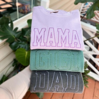 Custom Embroidered Mama Sweatshirt with Kids Names on Sleeve For New Mum Mother's Day Gift