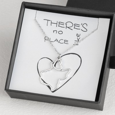 Personalized Gift for Her Home State Outline Best Friend Necklace There Is No Place Like