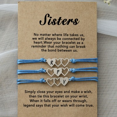 Personalized Best Friend Sister Friendship Bracelets With Initial For 3