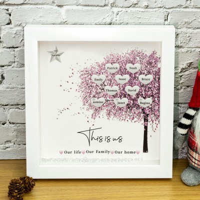 Custom Family Tree Frame Name Sign Home Decor Christmas Gift For Mom Grandma