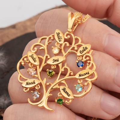 Personalised Family Tree Necklaces For Mother's Day Christmas Gift Ideas