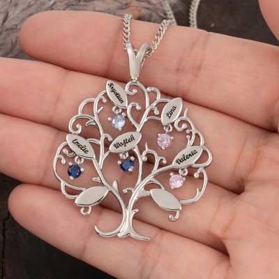 Personalised Family Tree Necklaces For Mother's Day Christmas Gift Ideas