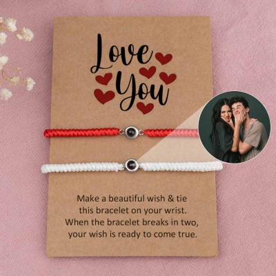 Personalized Photo Projection Bracelet For Couple Wife Christmas Valentine's Day Gift