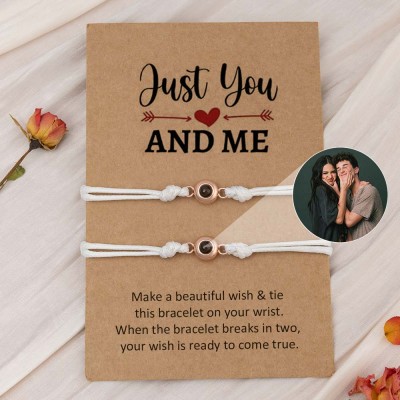 Personalized Memorial Photo Projection Bracelet For Couple Wife Christmas Valentine's Day Gift