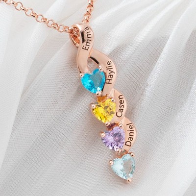 Personalized 1-7 Name Necklace With Birthstone