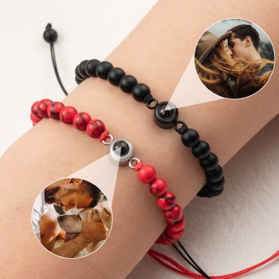 Personalised Photo Projection Beaded Bracelet For Wife Soulmate Valentine's Day