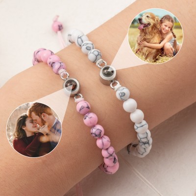 Personalised Photo Projection Beaded Bracelet For Wife Soulmate Valentine's Day