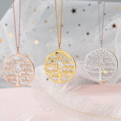 Personalized Family Tree Engraved 1-9 Name Necklace