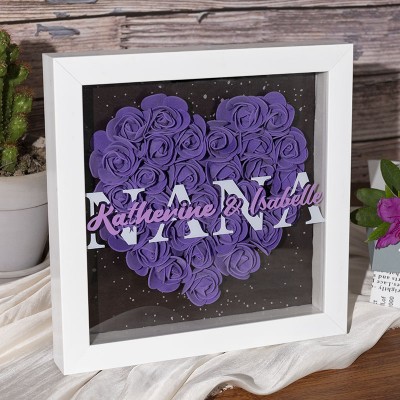 Personalized Mom Flower Shadow Box With Kids Name For Grandma Mother's Day Gift Ideas