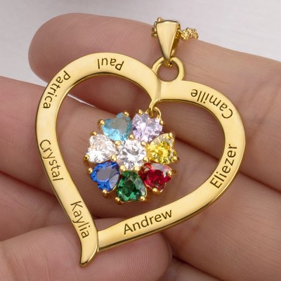 Personalized Heart Birthstone Name Necklaces For Her Mother Birthday Family Anniversary Gift Ideas