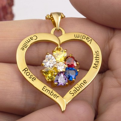 Personalized Heart Birthstone Name Necklaces For Her Mother Birthday Family Anniversary Gift Ideas