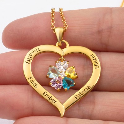 Personalized Heart Birthstone Name Necklaces For Her Mother Birthday Family Anniversary Gift Ideas