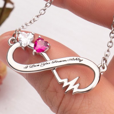 Personalized Infinity Necklace With 2 Birthstones