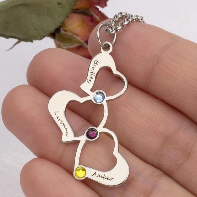 Personalized Heart Birthstone Name Necklaces For Her Mother Birthday Family Anniversary Gift Ideas