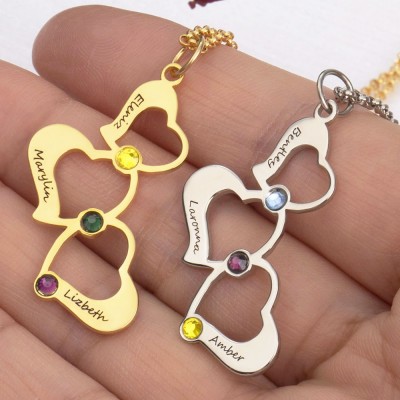 Personalized Heart Birthstone Name Necklaces For Her Mother Birthday Family Anniversary Gift Ideas