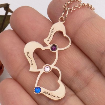 Personalized Heart Birthstone Name Necklaces For Her Mother Birthday Family Anniversary Gift Ideas