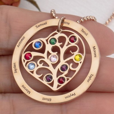 Personalized Family Birthstone Name Necklaces For Her Mother Birthday Anniversary Gift Ideas