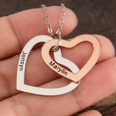 Personalized Heart Necklaces With Couple Names For Her Valentine's Day