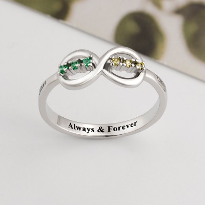 S925 Sterling Silver Eternity Personalized Birthstone Ring