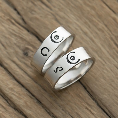 Personalized Matching Ring Best Friend Boobs Stacking Ring Set of 2