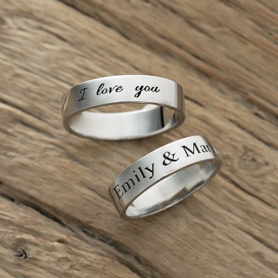 Personalized Matching Ring Swear Stacking Ring Set of 2