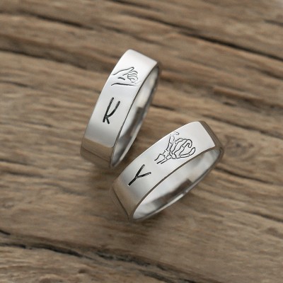 Personalized Matching Ring Swear Stacking Ring Set of 2