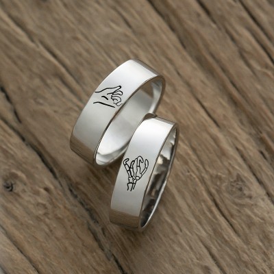 Personalized Matching Ring Swear Stacking Ring Set of 2