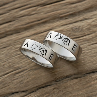 Personalized Matching Ring Swear Stacking Ring Set of 2