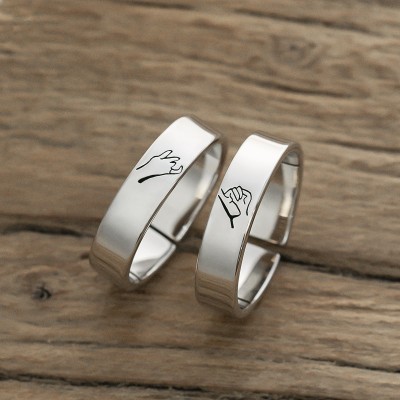 Personalized Matching Ring Swear Stacking Ring Set of 2