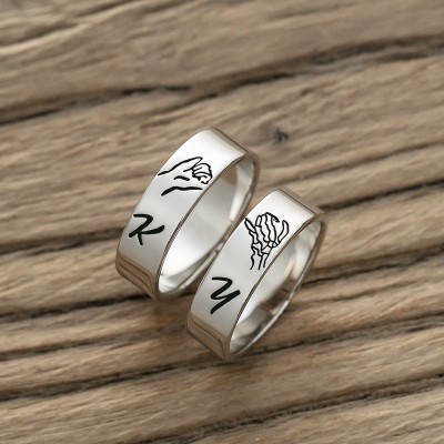 Personalized Matching Ring Swear Stacking Ring Set of 2