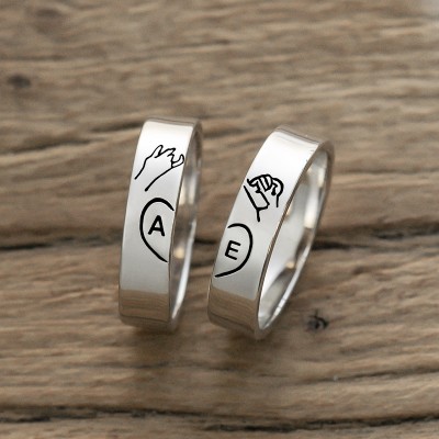Personalized Matching Ring Swear Stacking Ring Set of 2