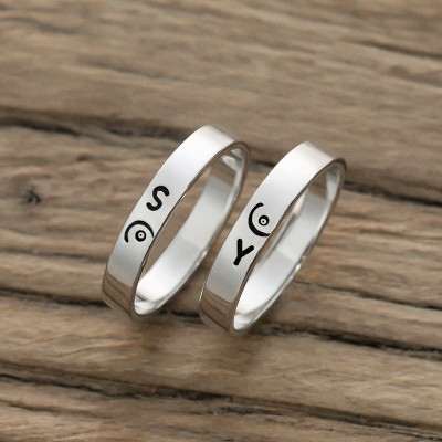 Personalized Matching Ring Best Friend Boobs Stacking Ring Set of 2