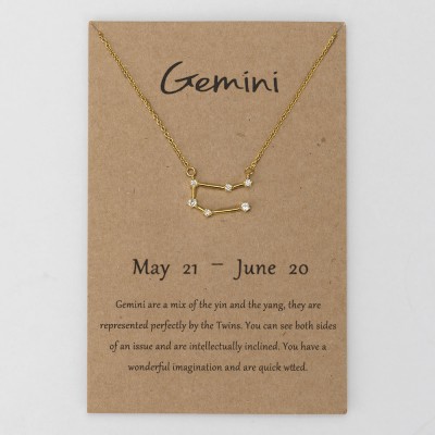 Personalized Constellation Zodiac Celestial Gemini Necklace