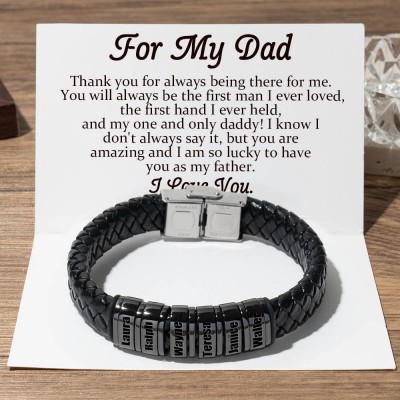 To My Dad Custom Beads Bracelet With Kids Name For Father's Day Gift Ideas