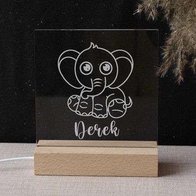 Personalized Elephant Night Light With Name For Kids Bedroom Decor Children's Day