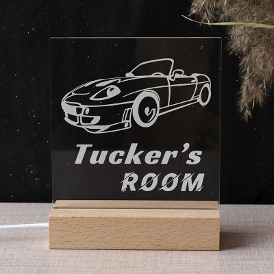 Personalized Car Night Light With Name For Kids Bedroom Decor Children's Day