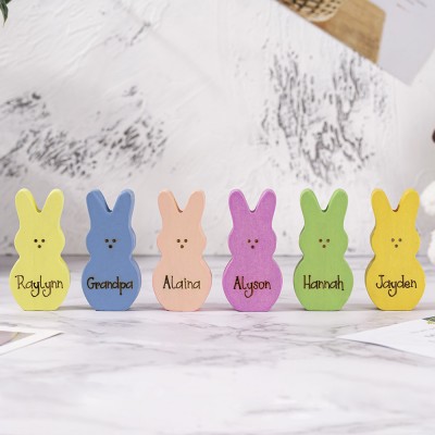 Easter Peeps Sign Personalized Engraved Name Wooden Bunny Home Decor Grandpa Grandma Gift