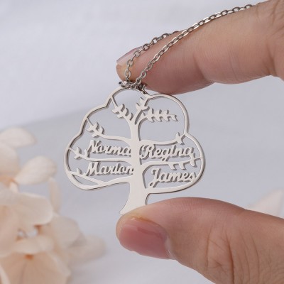 Personalized Family Tree Name Engraved Necklaces Christmas Gift