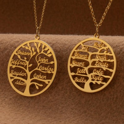 Personalised Family Tree Necklaces With Kids Name For Mother's Day Family Gift Ideas