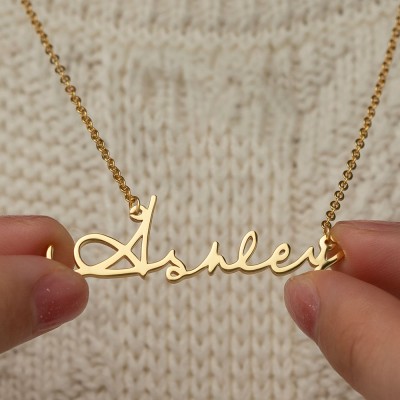 Personalized Signature Style Gold Name Necklace