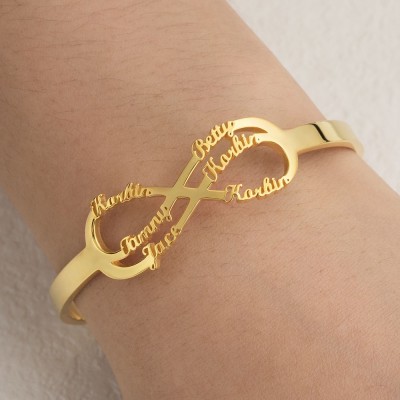 Personalised Infinity Name Bracelet Bangle With 1-6 Names