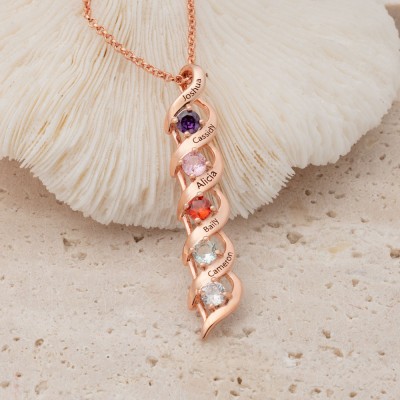 Personalized 1-8 Name Engraved and Birthstone Necklaces