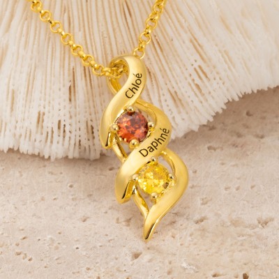 Personalized 1-8 Name Engraved and Birthstone Necklaces