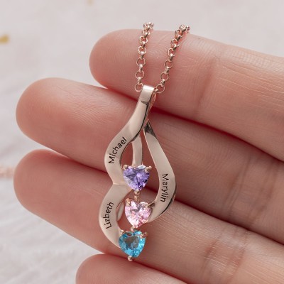 Personalized Family Name Heart Necklace Christmas Gift